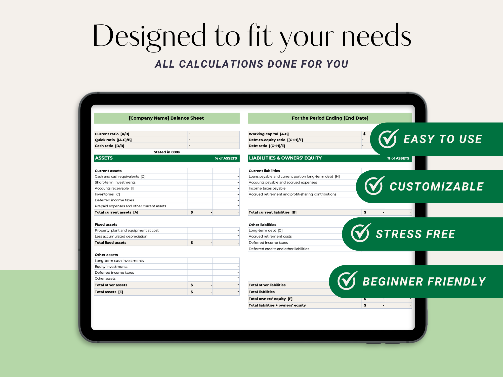 Balance Sheet with Financial Ratios