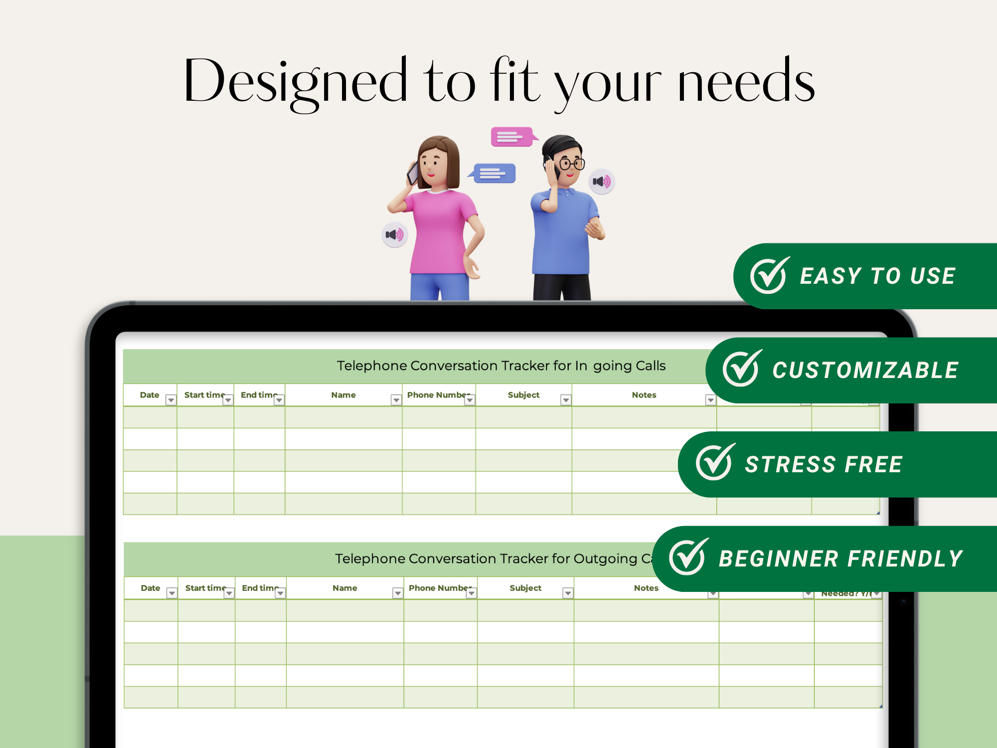 Telephone Conversation Tracker (for incoming and outgoing calls)