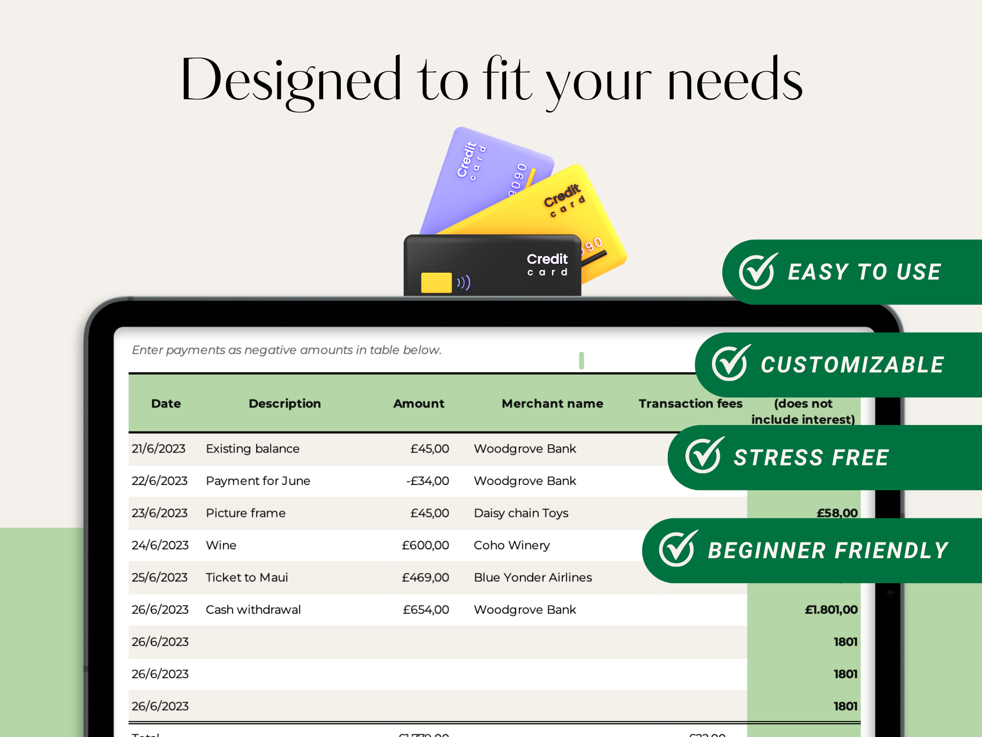 Credit Card log