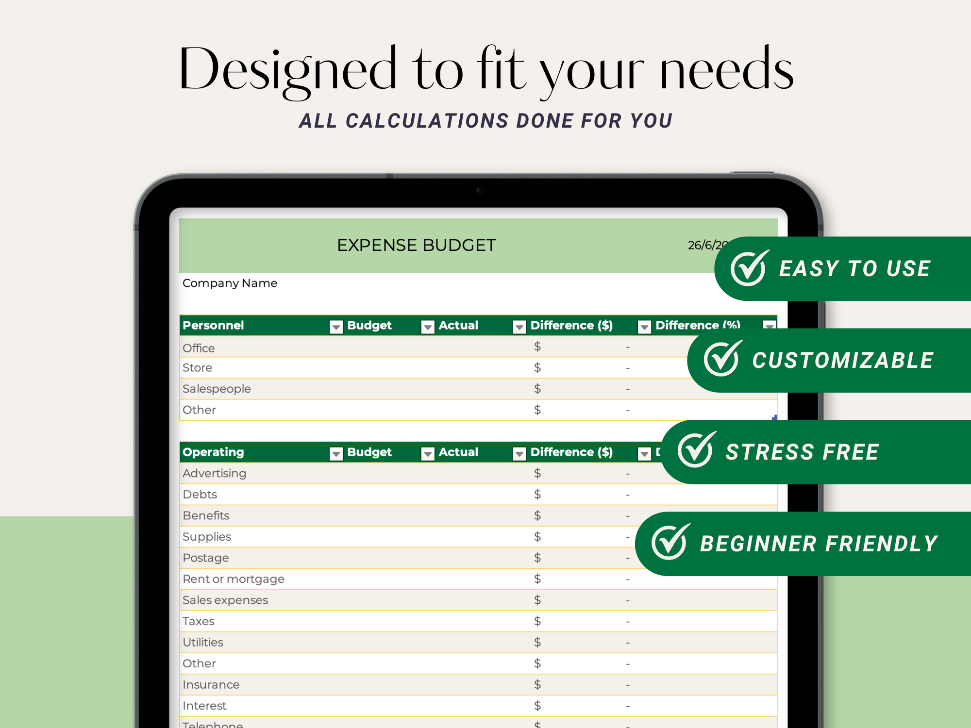 Expenses - Actual vs Budget