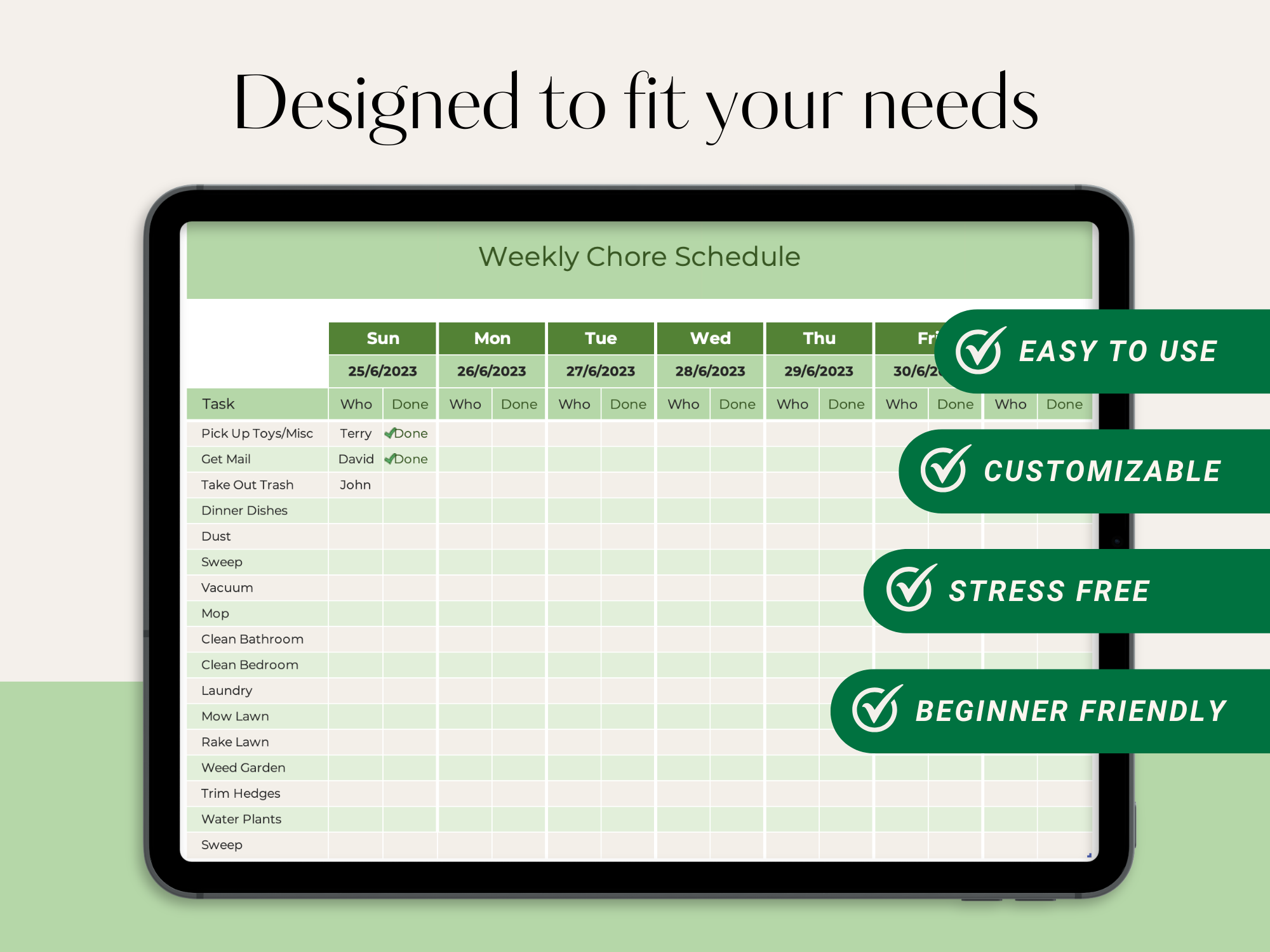 Weekly Chore Schedule