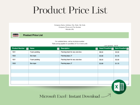 Product Price List