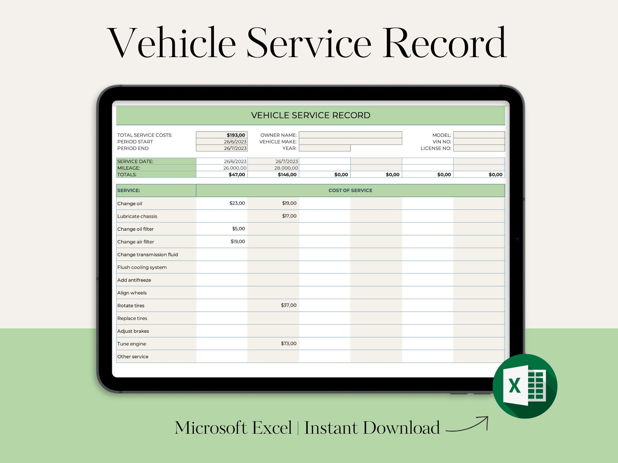 Vehicle Service Record