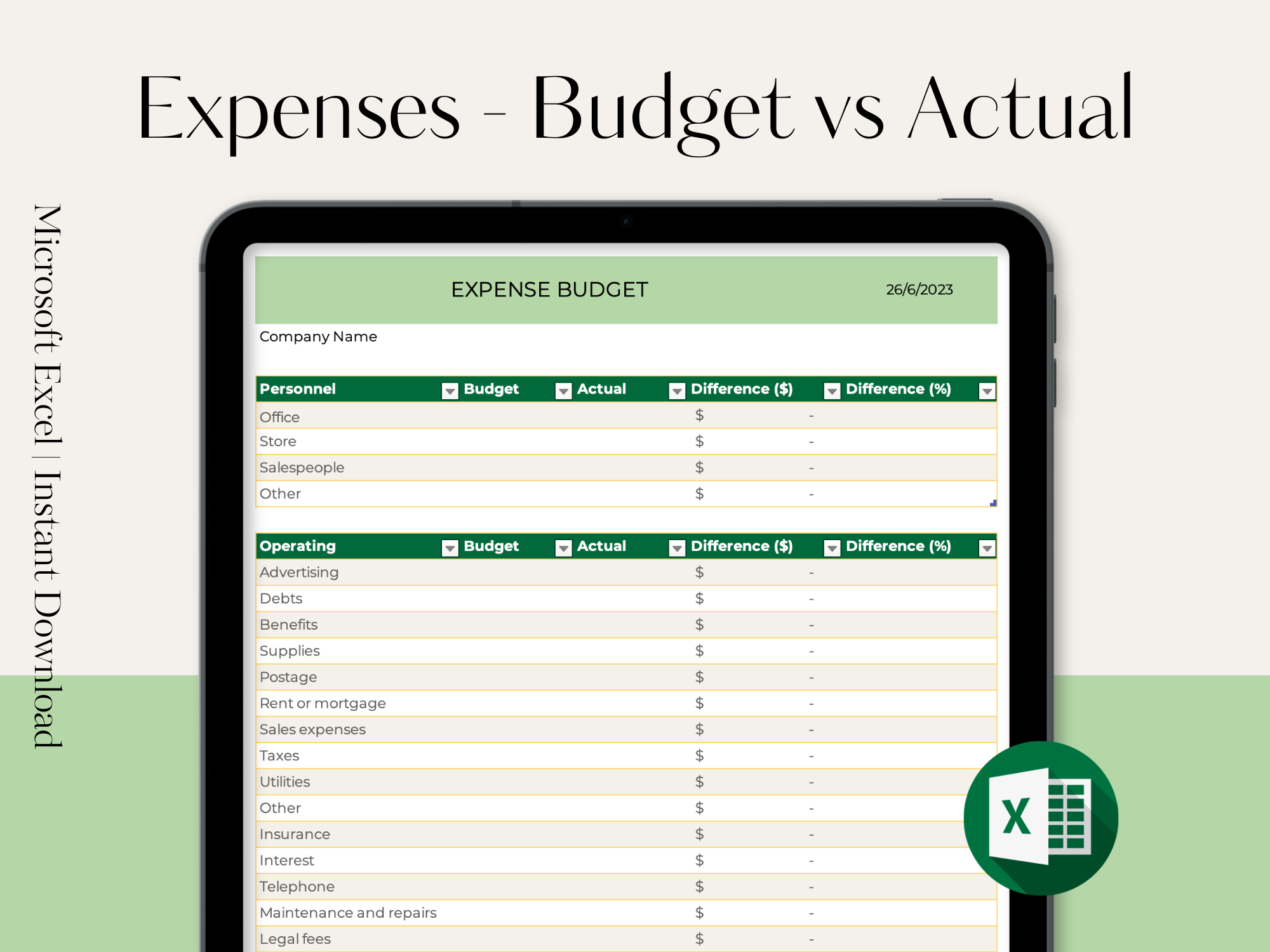 Expenses - Actual vs Budget