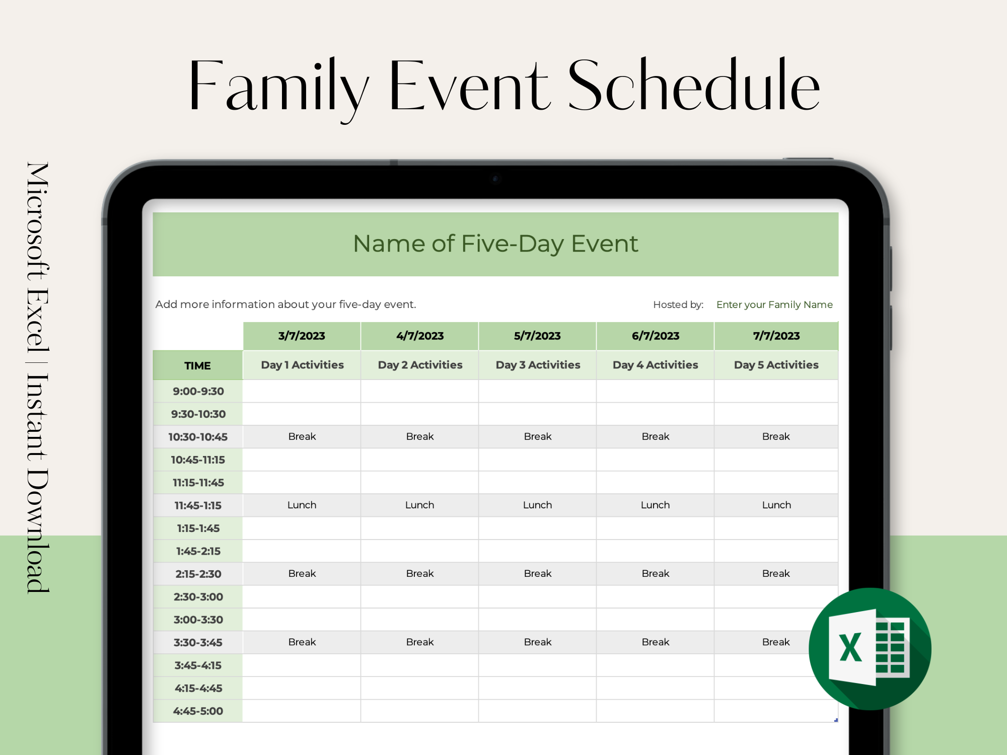 Family Event Schedule